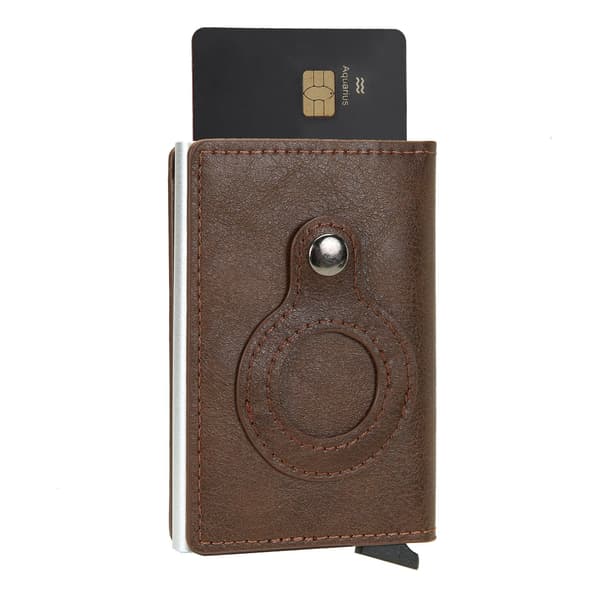 Rfid-blockerande smal plånbok med Airtag-hållare Coffee