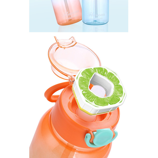 1000Ml Drikkflaske Sæt BPA Fri Med 5 Smagspods, 0 Sukker, 0 Kalorier Orange