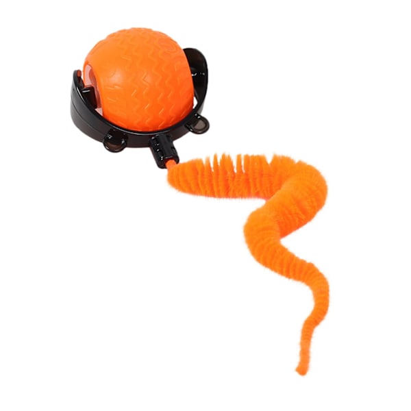 Interaktivt husdjursleksak med LED-lampor - Automatisk rullande boll med rep (Orange)