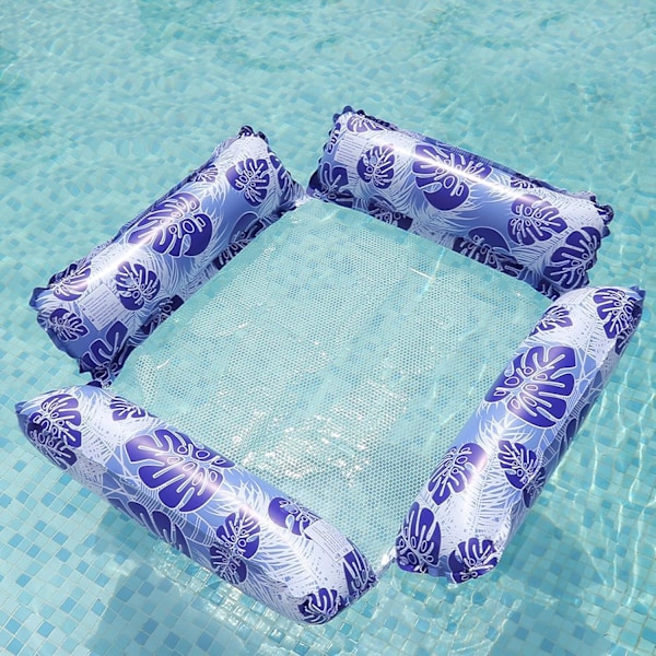 Flytande pool-lounge Uppblåsbar hängmatta för pool med nätbotten (Blå)