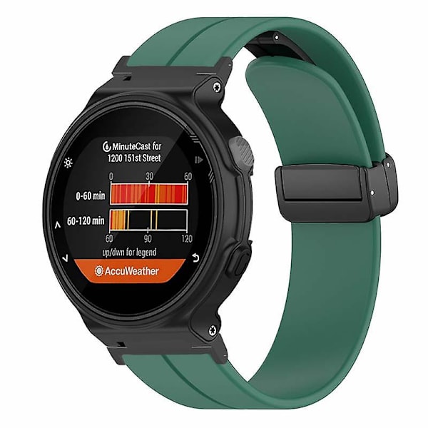 Magneettinen solki Silikonihihna Ranneke Garmin Forerunner 220/230/235/735xt/620/630 Army Green