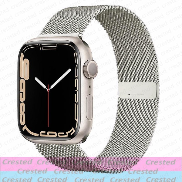 Milanese løkkestropp For Apple Watch Ultra Band 44mm 40mm 45mm 41mm 49mm 42mm 38mm 44 Mm Correa-armbånd Iwatch Series 3 6 Se 7 8 42mm 44mm 45mm 49mm starlight