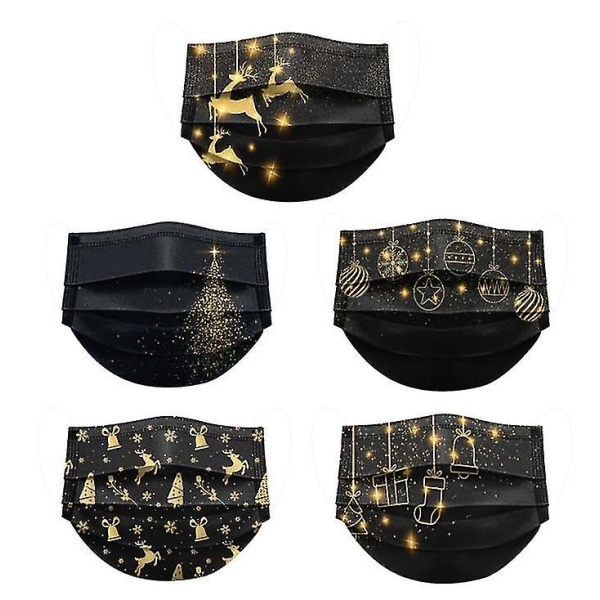 50 st Gradient Star Printed Adult Mask, Christmas Tre-lagers engångsmask