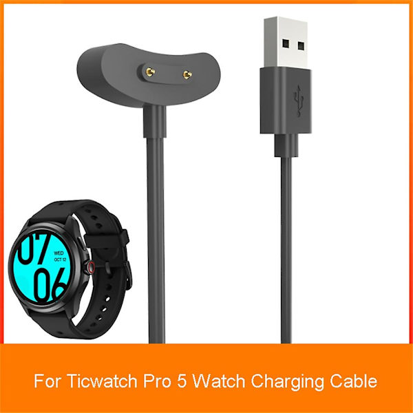 Magnetisk laddningskabel Laddare Power Adapter för TicwatchPro 5