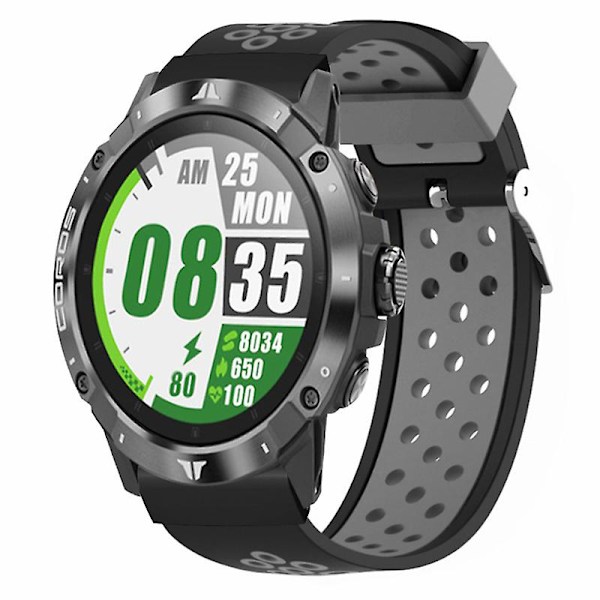 20mm PC-liitin silikoninen kaksivärinen hengittävä ranneke Garmin Fenix 7s/6s/5s -kellolle Black Grey