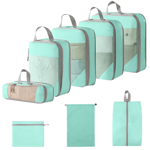 Resväska organiseringsväska set, 8-pack (sjöblå)
