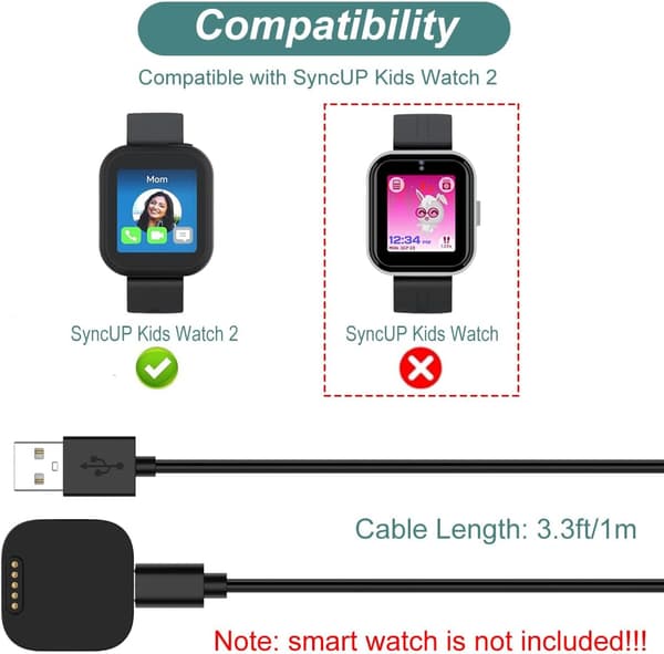 Oplader til SyncUP Kids Watch 2, magnetisk erstatningsopladningsdock (kompatibel)