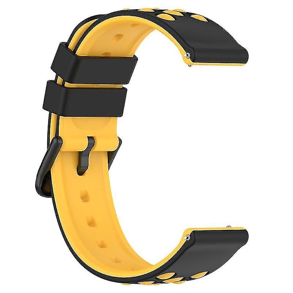 Samsungille, Huaweille, Huamille, Polarille Yleiskäyttöinen Kellohihna 20mm Kellohihna Monilla Pyöreillä Reijillä Black Yellow E Samsung Galaxy Watch4