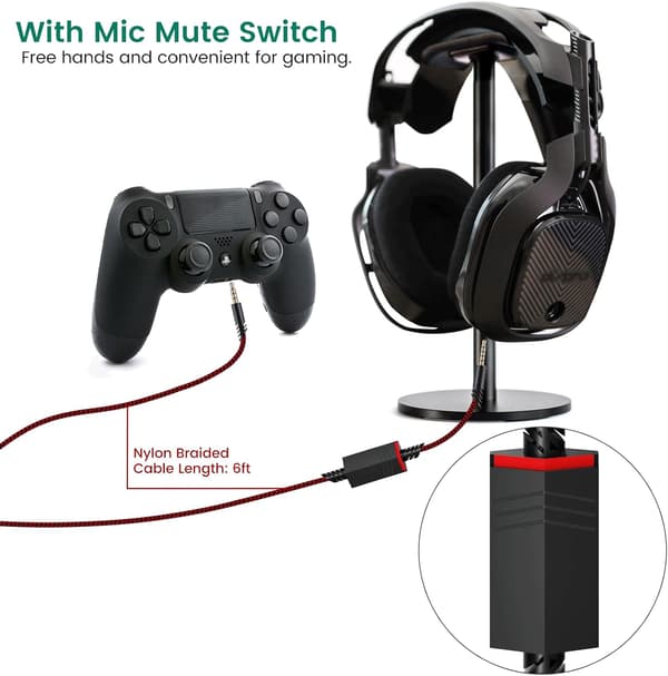 Lydkabelerstatning for Astro A10 A40 TR Gaming Headset, 1,8 m lang (rød) Red