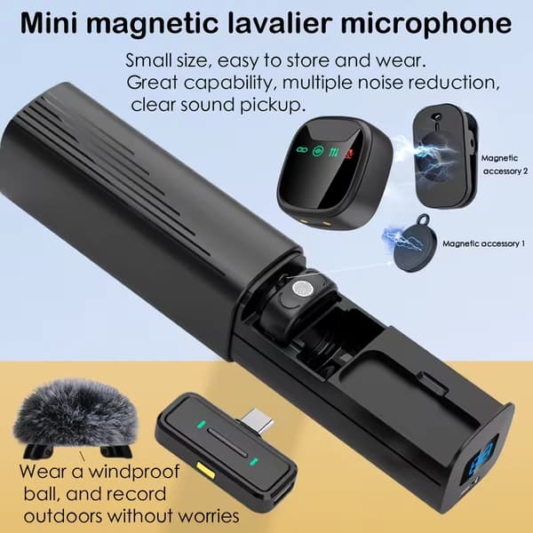 Lavalier-mikrofon, flere støjreduktioner med vindtæt fleece Black Type-c