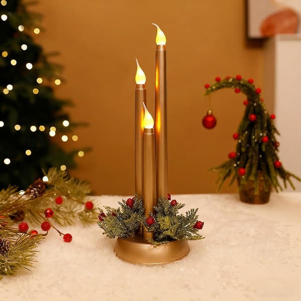 Fakkellys Jule Flammefrit LED-lys, Batteridrevet (Guld) Gold