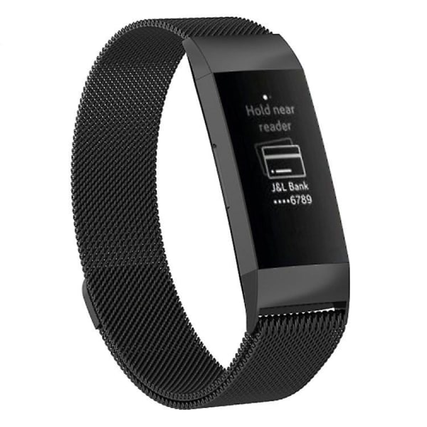 Ruostumattomasta teräksestä valmistettu watch Fitbit Charge 4:lle, suuri koko: 210 x 18 mm IBX Black