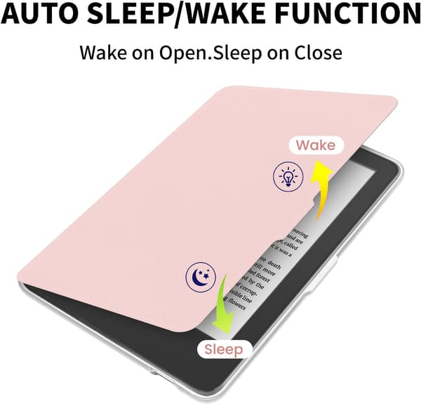 Etui til 6\" Kobo Clara Bw 2024 Utgitt, med automatisk søvn/vekke Pink