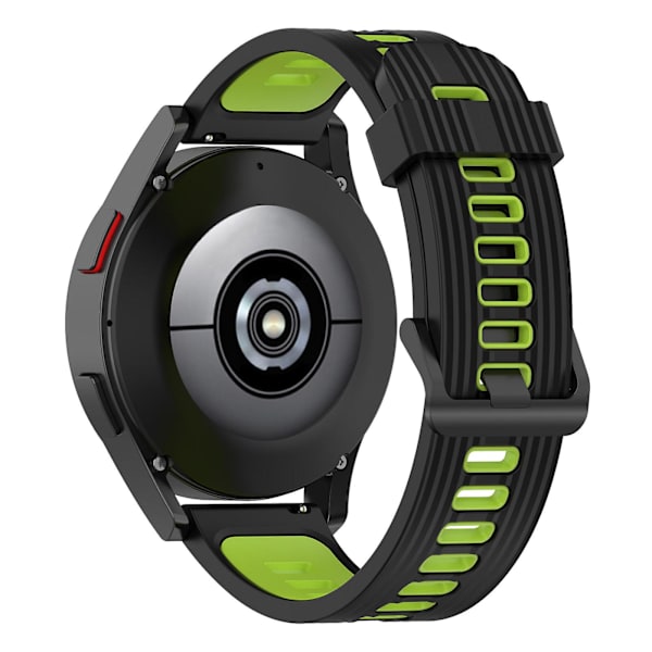Samsung Galaxy Watch 5 Pro 45mm/Huami Amazfit Bip 3 Pro kaksivärinen 20mm silikoniranneke, raidallinen design, vaihdettava ranneke Black   Lime