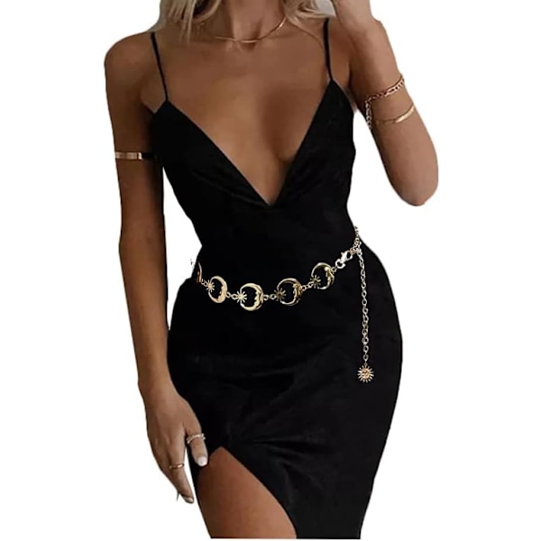 Dame Bohemia Multilags Metall Midjekjede Belte Mote Sol D