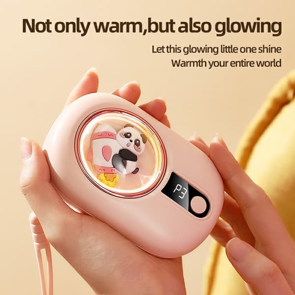 1200mAh Håndvarmer 3 Varmeindstillinger 40 / 45 / 55 grader Celsius LED-display Beige