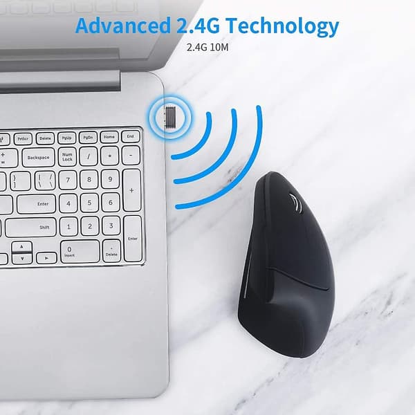 Ergonomisk Excellence - Genopladelig Vertikal Trådløs Mus (sort)