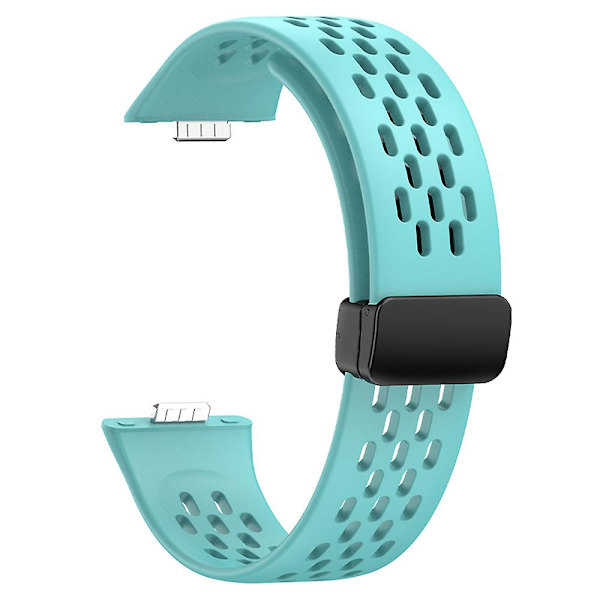 Til Huawei Watch Fit 3 silikoneurrem med hulmønster og magnetisk foldelukning Teal