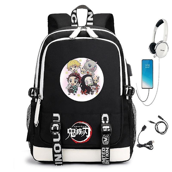 Demon Slayer Usb Interface Student Backpack Computer Bag Style 11