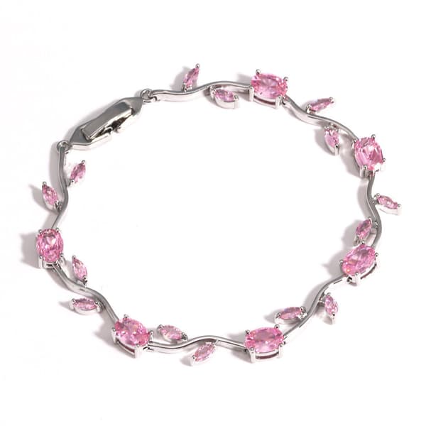 Armband för grenar rostfritt stål silver med zirkonstenar (rosa)