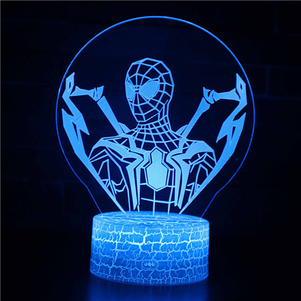 Spiderman serie 3d natlys dreng pige godnat gave Hvid base: Farverig touch 22 16 color remote control