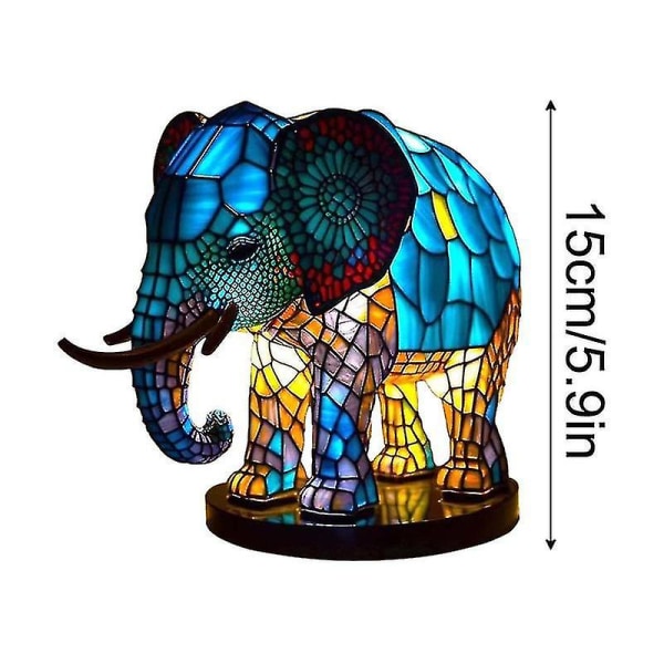 Elephant Animal Lamp Värikäs hartsilamppu Tiffany Lamp -pöytälamppuun kitten