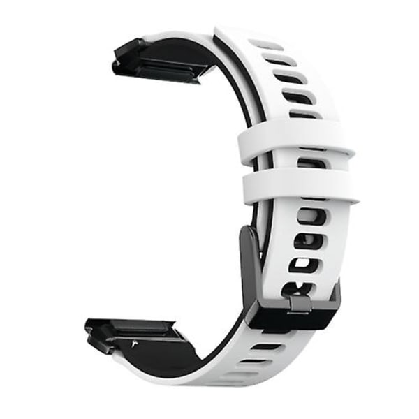 För Garmin Fenix ​​7x tvåfärgad silikon Quick Release Watch Band QFF White Black