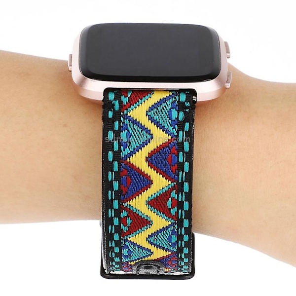 For Fitbit Versa etnisk stil klokkebånd i ekte skinn LEQ Fresh