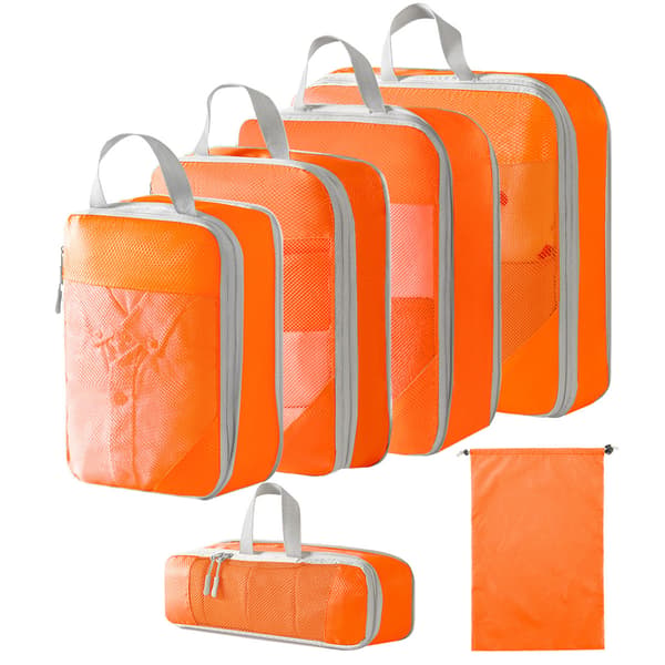 Resväska organisationsväska set, med dragskoväska 6-pack (orange)