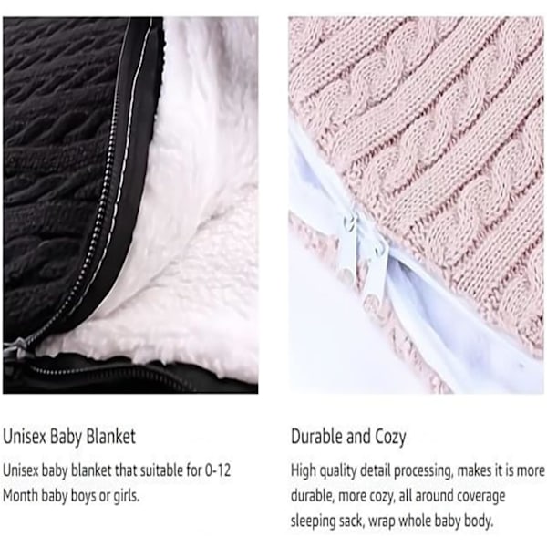 Nyfödd Babyfilt, Kuvertstil Stickad Sovsäck Lämplig För 0-12 Månader (Beige)