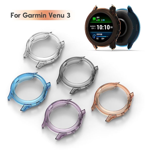 Stötsäker skärmskyddsfodral för Venu 3 Watch Housing Anti-Scratch cover Transparent black