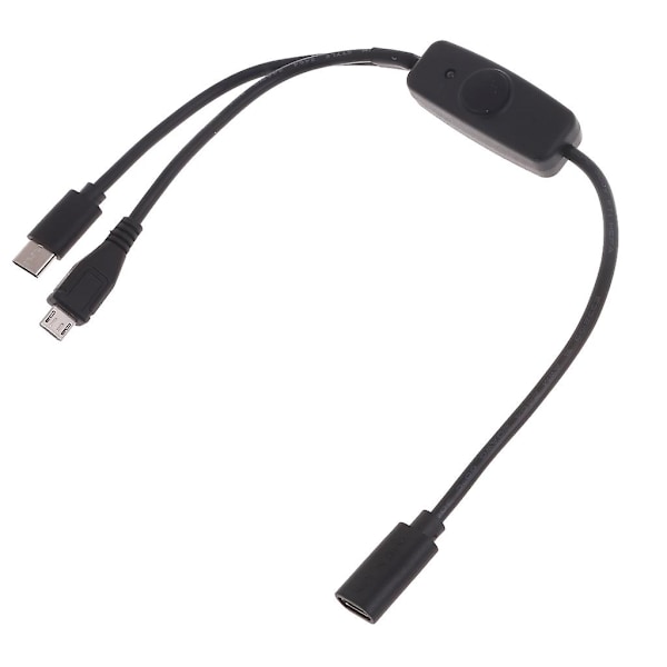 Type C til USB C Micro USB Multi-opladningskabel med afbrydere til mobiltelefon