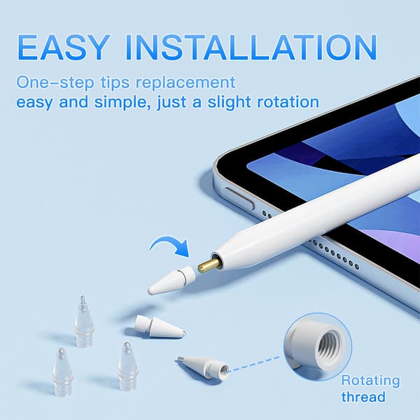 Ekstra spidser - 6-pak til Apple Pencil 1/2 generation/Usb-C/ Pro (2H/5.0/3.0/6.0/4.0/7.0)