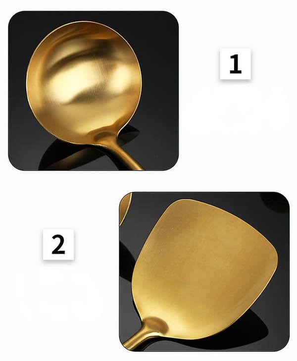 Rustfrit Stål Køkkengrej Sæt Guld Suppeske Spatel Rustfri Spatula