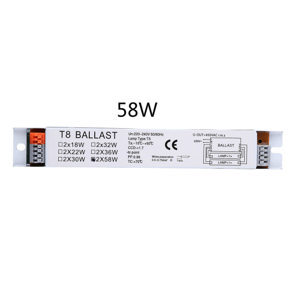 T8 2x18/30/58w Instant Start Electronic Fluorescent Lamp Ballast Universal 58W