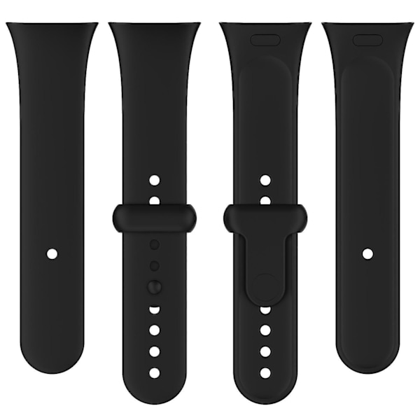 Klokkearmbånd for Xiaomi Redmi Watch 3 - Myk silikonrem med knappespenne Black, Black A Xiaomi Redmi Watch 3