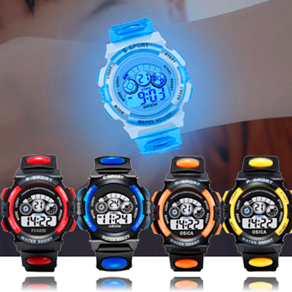 Elektronisk watch för barn Färg Lysande urtavla Livslängd Vattentät multifunktions elektronisk watch för pojkar och flickor blue