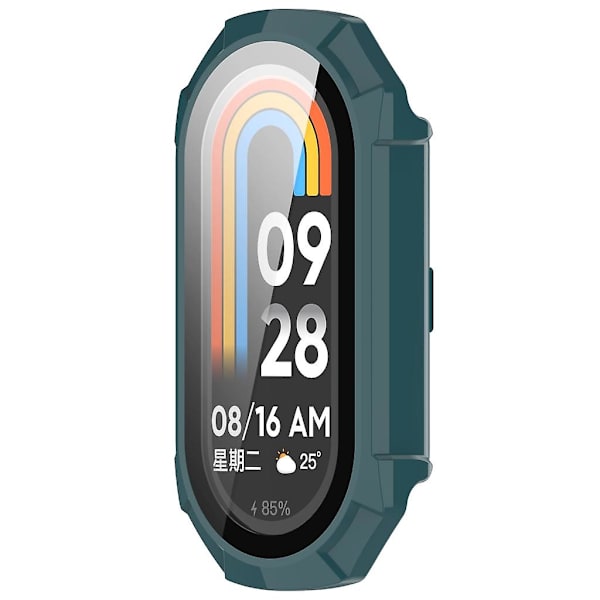 För Mi-Band 8 Full Edge-Screen Protector Case Watch Bumper-Shell Dammtätt cover Pine Needle Green