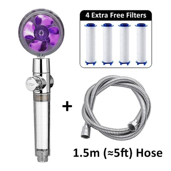 Propeller duschhuvud set 360 rotera med 1 gratis vattenfilter guldfläkt turboladdare ren regn helix eco shower P comb 1