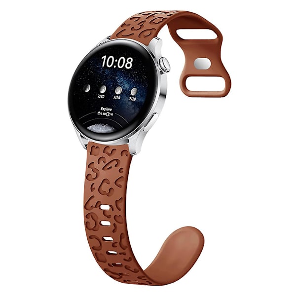 Leopardmönstrad design för Samsung Galaxy Watch3 45mm / Huawei Watch 4 Pro 22mm Brown