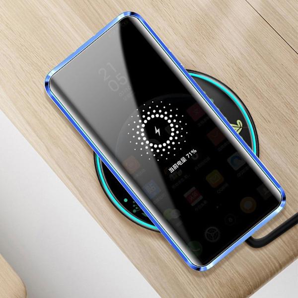 Anti-peep magnetisk etui, dobbeltsidet hærdet glas beskyttelsescover S22 Ultra Black