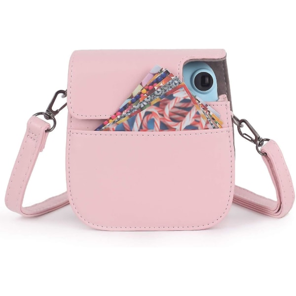 Kamerataske til Fujifilm Instax Mini 11 Pu lædertaske med lomme-skulderrem Pink