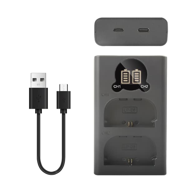 Batteriladdare för Canon-kamera LP-E6 laddare, 60D 5D4 5D3 5D2 5DS 90D