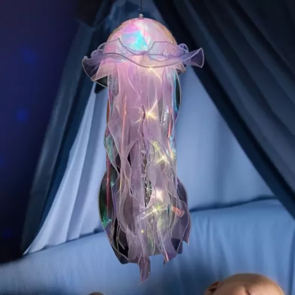 Jellyfish Lille Nattelys Realistisk Soveværelse Lys Lampe DIY til Værelse Dekoration Purple
