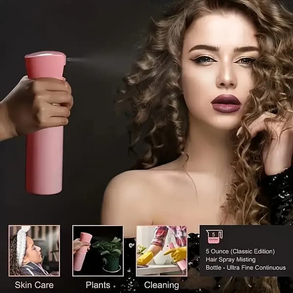 6 dele håropsætningsværktøjssæt med sprayflaske (sort)