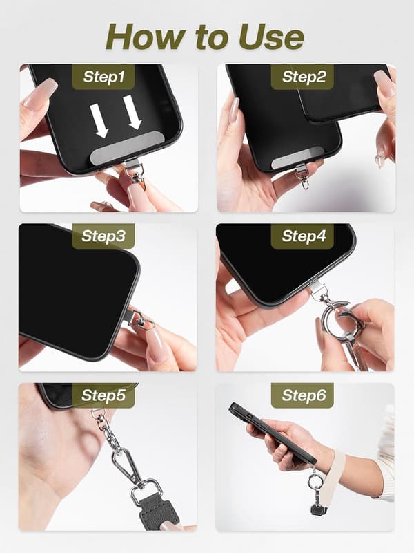 Clip-og-gå-strop til telefon med pung White