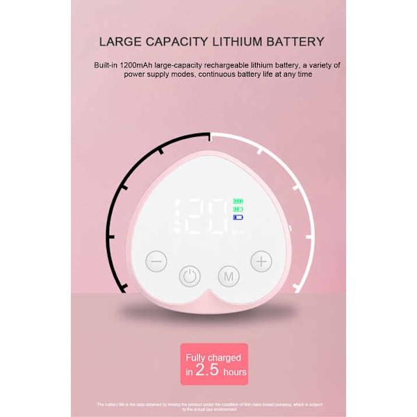 Bärbar Bröstpump För Amning 4 Lägen 12 Sugstyrka För Hemma Resa Rosa 2 St