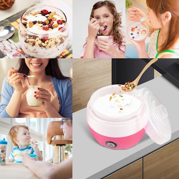 1L Helautomatisk elektrisk yoghurtmaskin blå (plastfoder)
