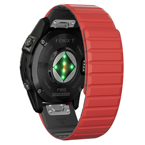 Til Garmin Fenix 5 / 5X / 6X / 7X Urrem 22mm Dual Color Silikone Smart Watch Rem Red  Black