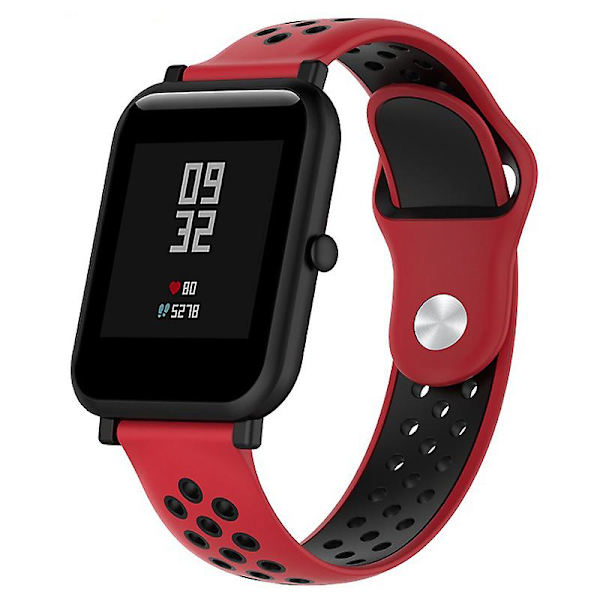 KLB-SSGJ-004 Samsung Gear Sport / Samsung Gear S2 Classic -silikoniranneke 20 mm:n soljella Red  Black